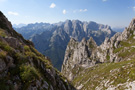 View east from Krošnjina Vrata towards Maja Jezerce and Maja Bojs